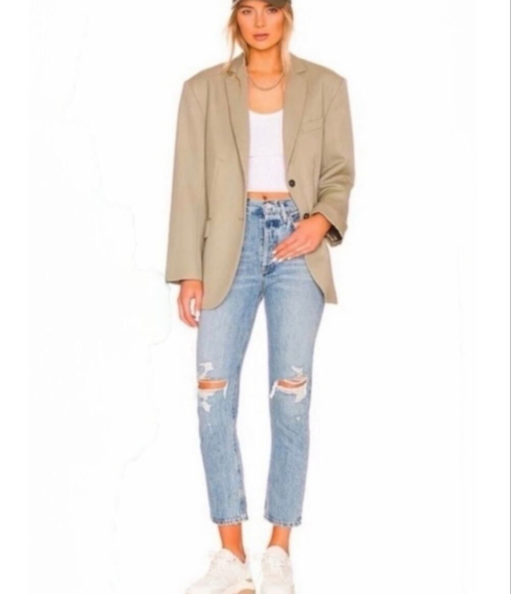 AGOLDE Riley High Rise Distressed Straight Crop Jeans Size 25